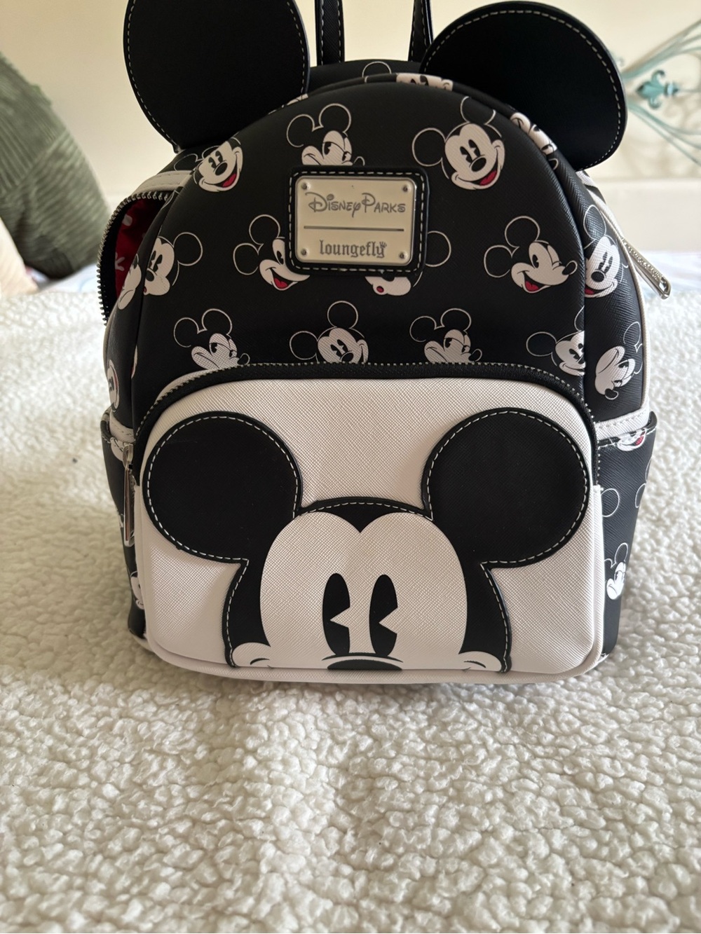 Loungefly Black & White Mickey Mouse Kids Mini Backpack with Ears